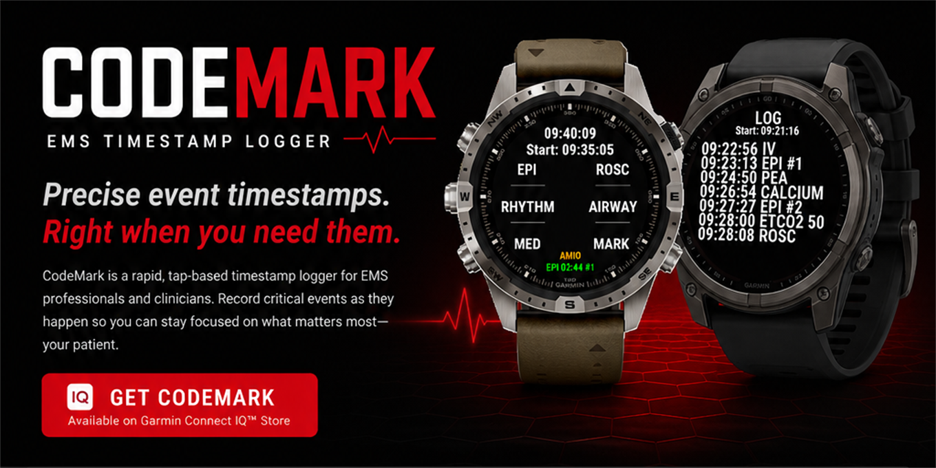 CodeMark EMS Timestamp Logger on compatible Garmin watches